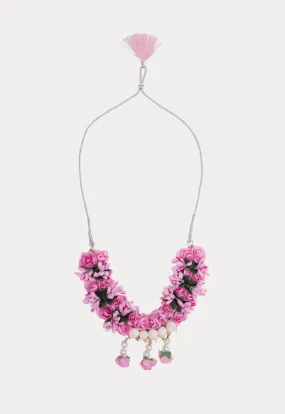 Floral Metallic Cord Necklace