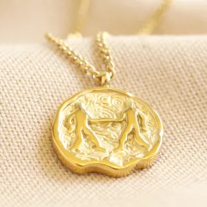 Gemini Zodiac Gold Pendant Necklace