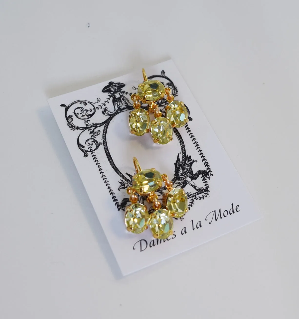 Girandole Earrings - Small Oval Swarovski Citrine