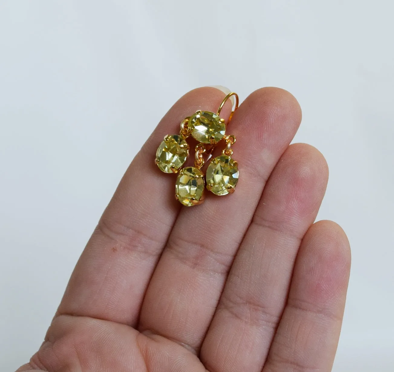 Girandole Earrings - Small Oval Swarovski Citrine