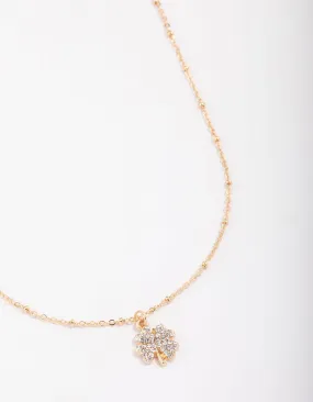 Gold Ball & Diamante Chain Necklace