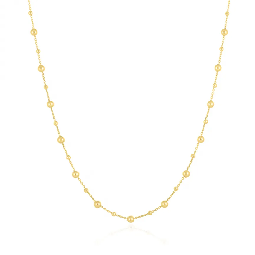 Gold Bead Station Chain Necklace