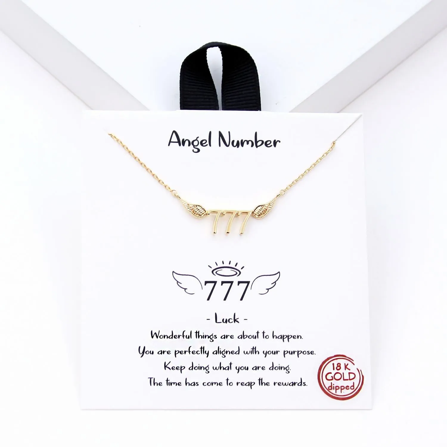 Gold Dipped Angels Number Necklace - 777