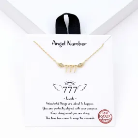 Gold Dipped Angels Number Necklace - 777