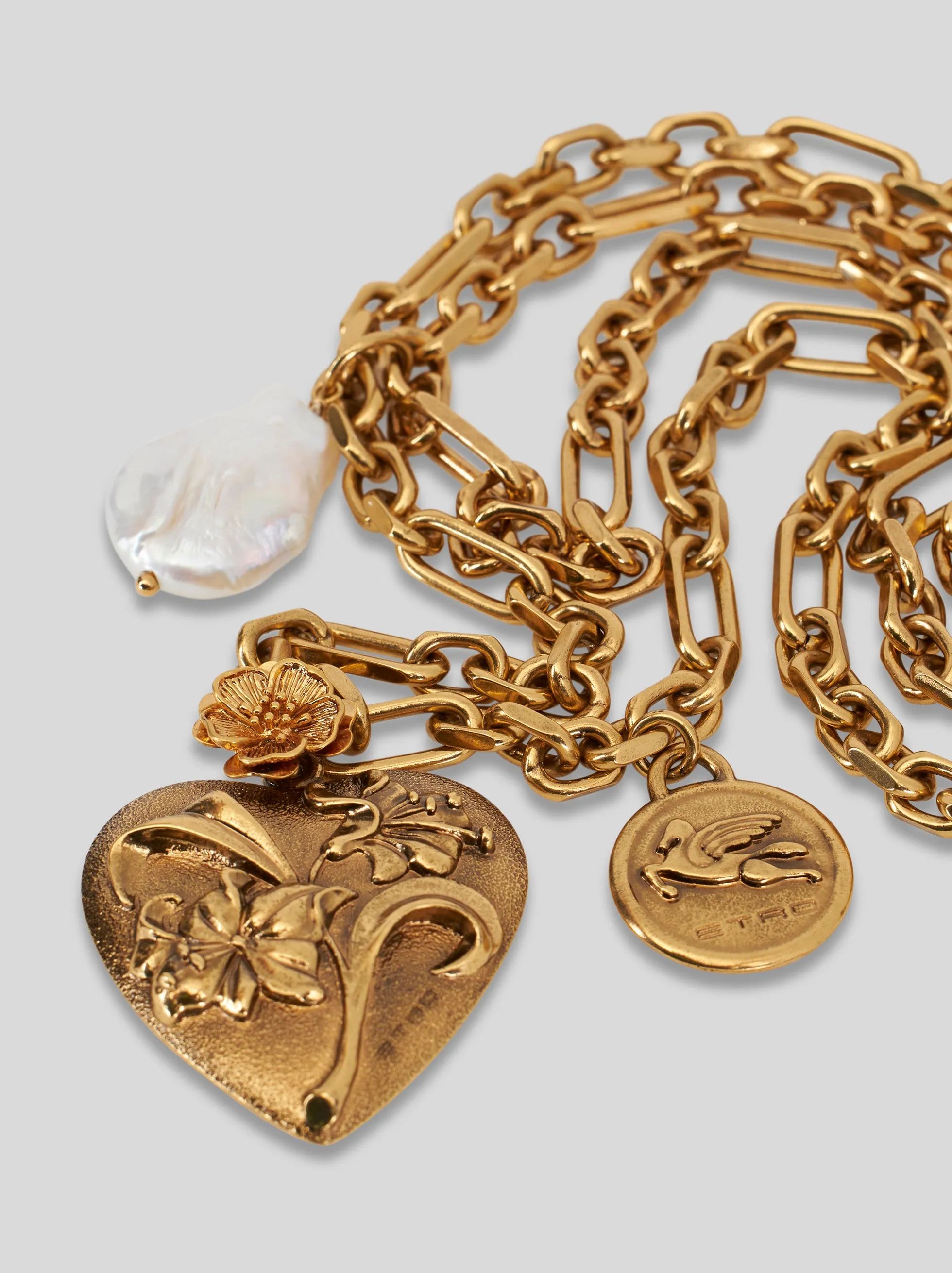 Gold Double Chain Heart Necklace