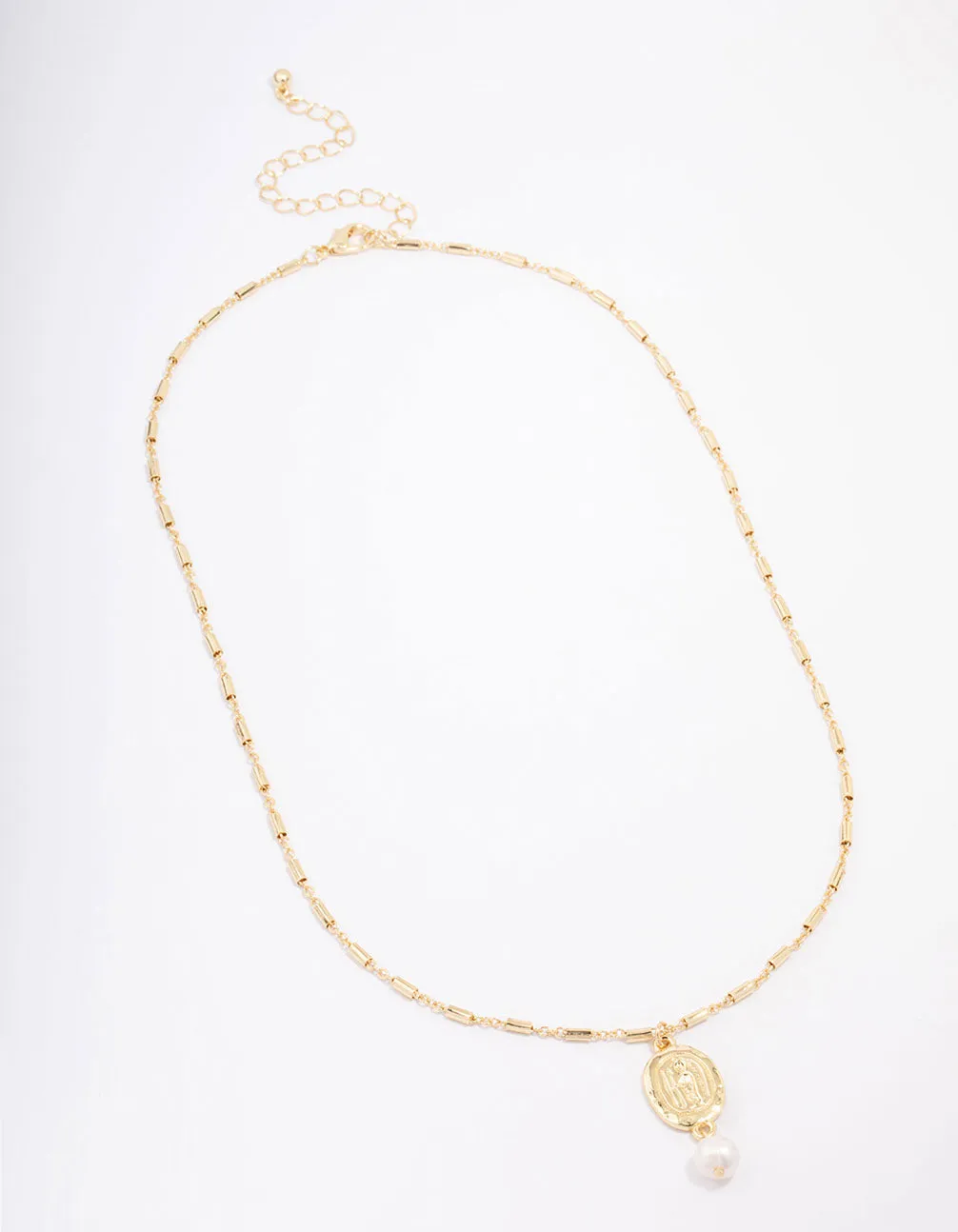 Gold Plated Freshwater Pearl Coin Pendant Necklace