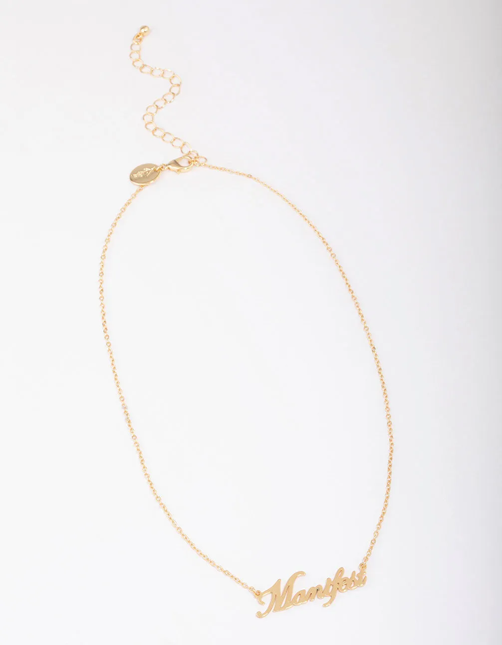 Gold Plated Manifest Script Necklace