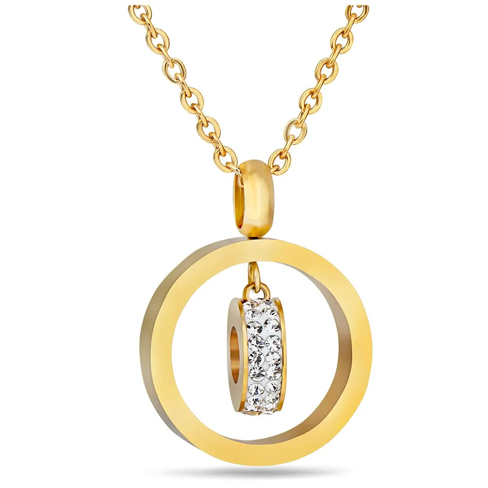 Gold-Plated or Platinum-Plated Cubic Zirconia 316L Stainless Steel Necklace & Earrings Jewelry Set