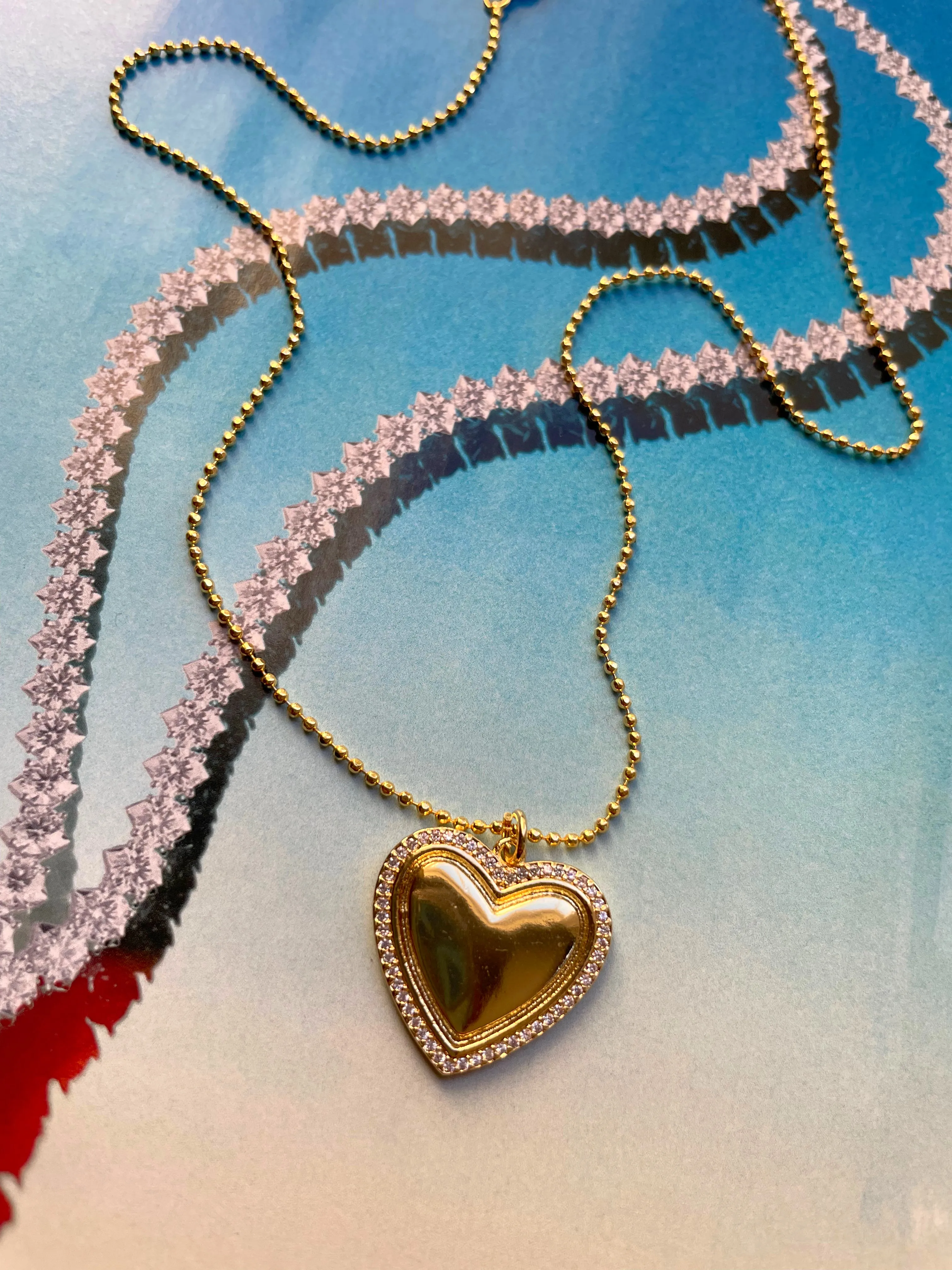 Golden cz heart necklace