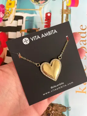 Golden cz heart necklace