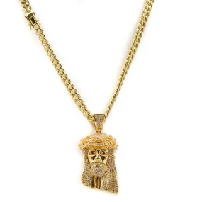 Golden Gilt XL Jesus Piece w/ Cuban Chain