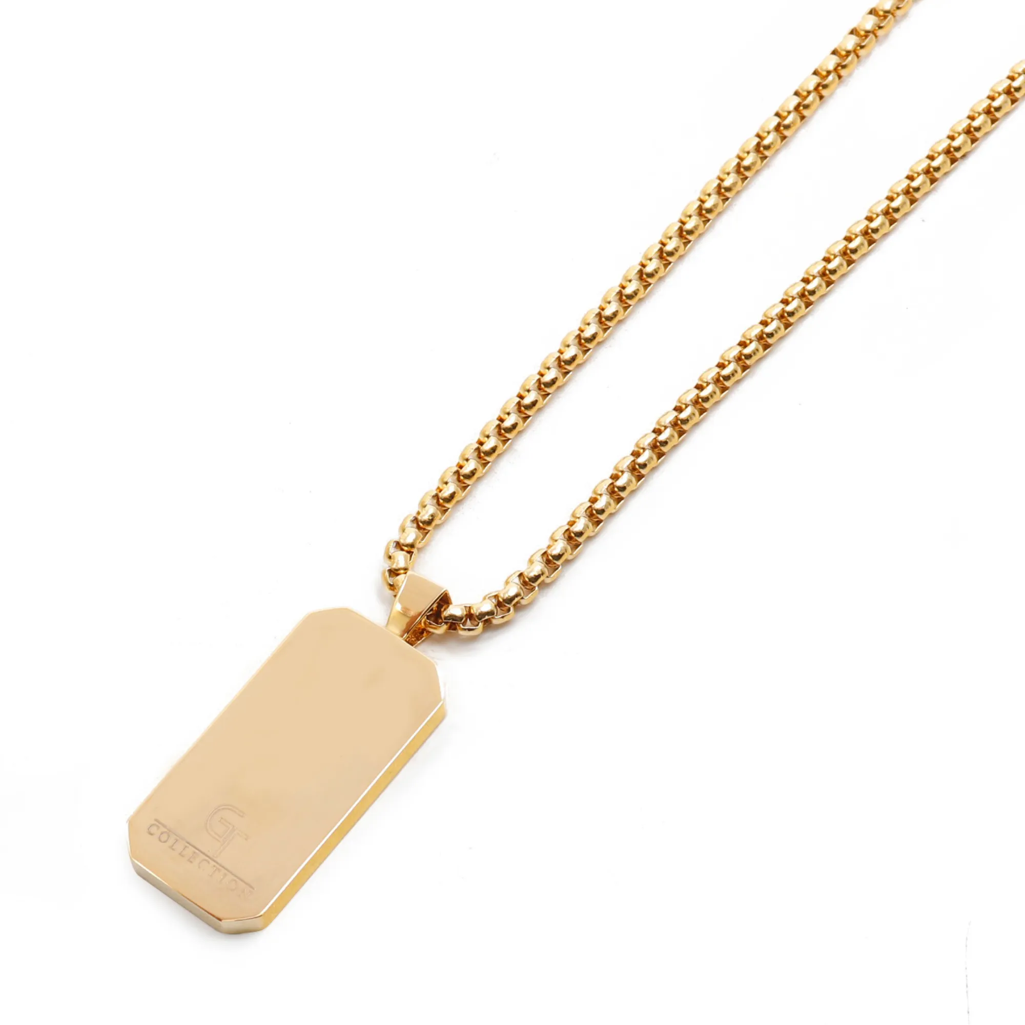 Golden Necklace with Rectangle Onyx Pendant