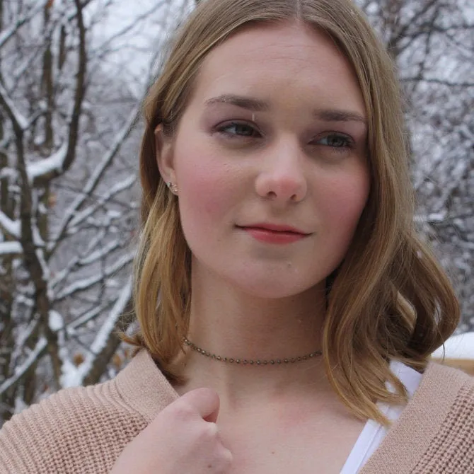 Gray Crystal Chain Necklace