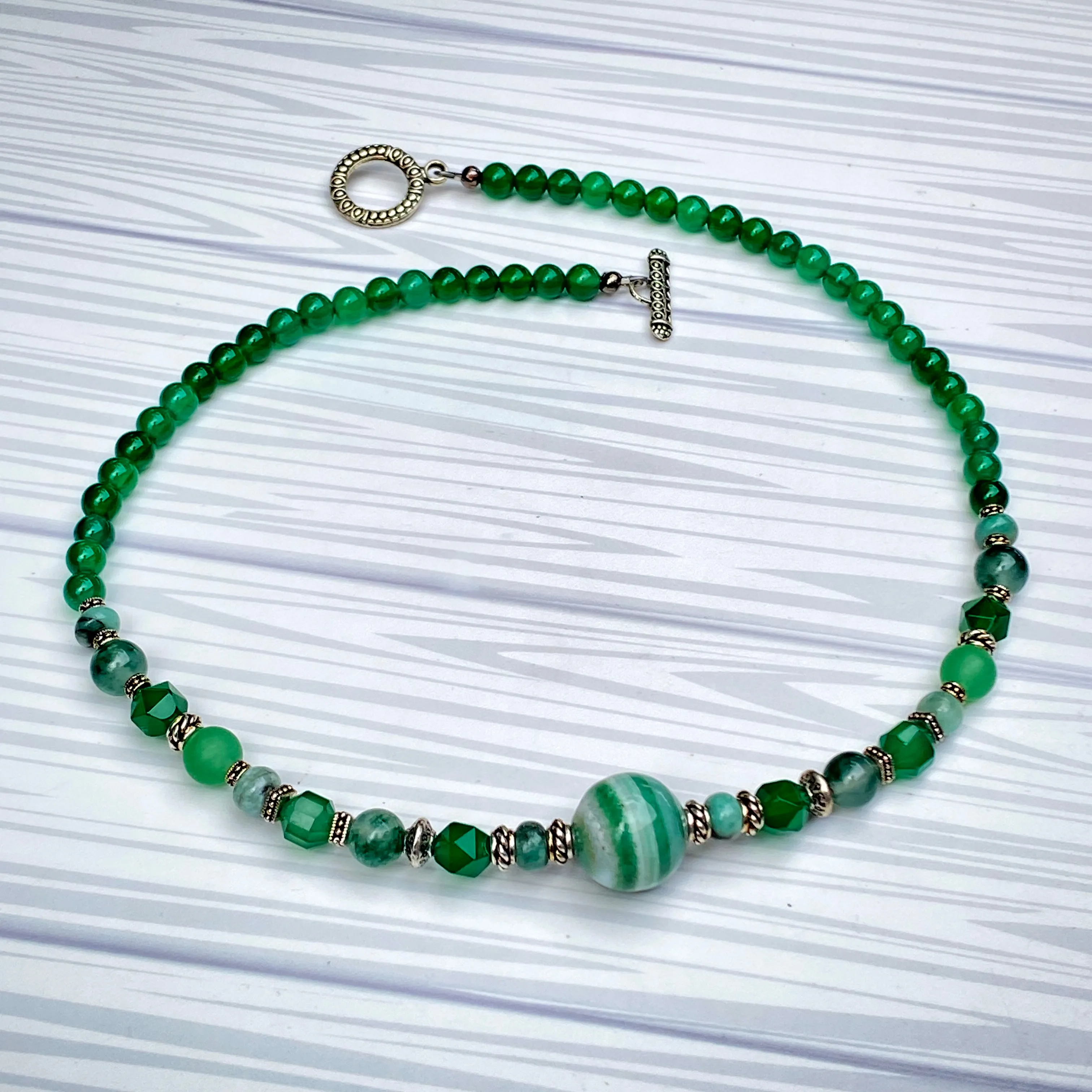 Green Agate gemstone beaded Necklace