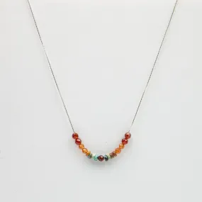 Hessonite & Turquoise Adjustable Slide Chain Gemstone Necklace