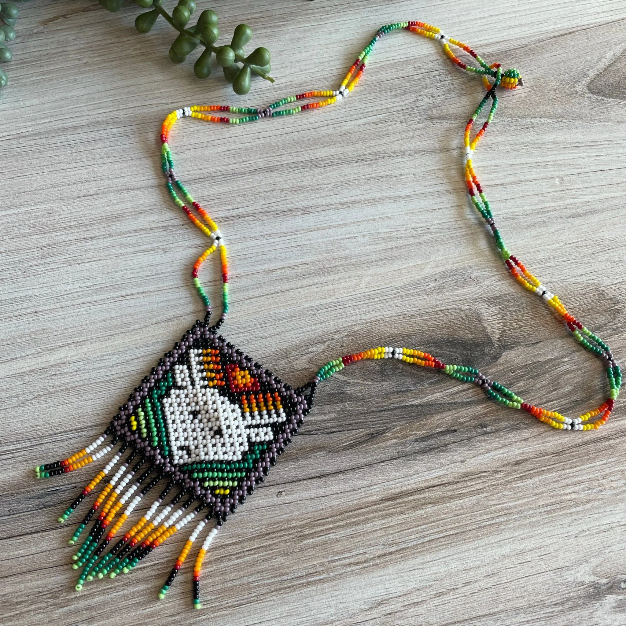 Huichol Native American Beaded Necklace - Deer