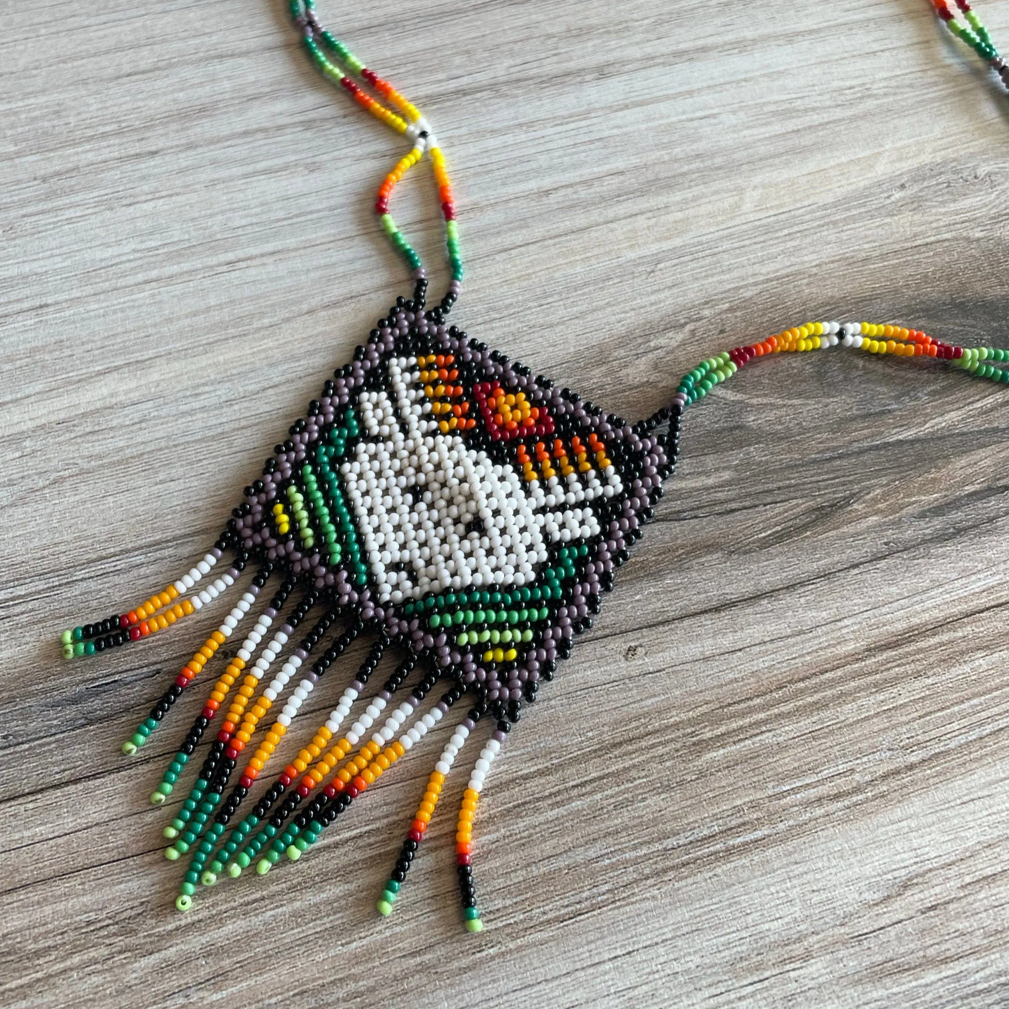 Huichol Native American Beaded Necklace - Deer