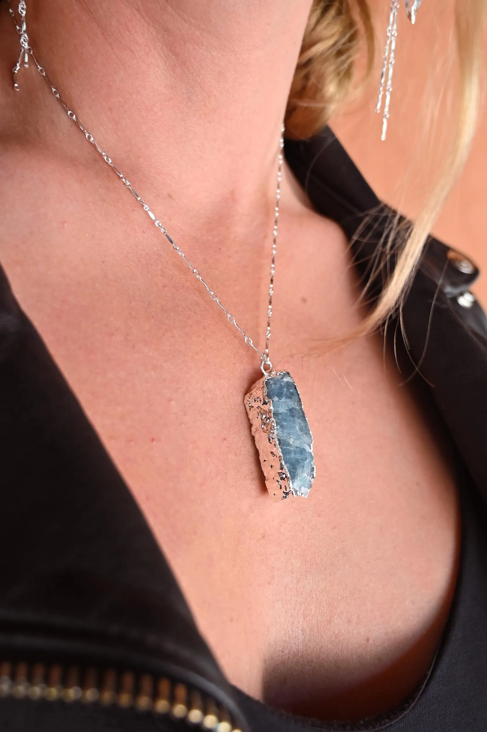 I Trust My Path Aquamarine Silver Necklace