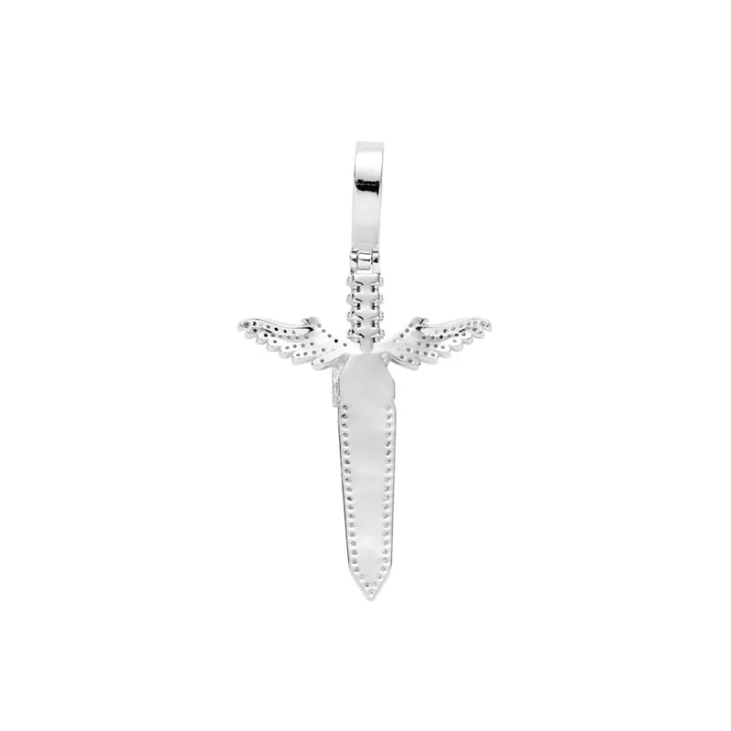 Iced Out Sword Pendant - Silver