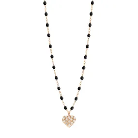 In Love Diamond Necklace, Black, Rose Gold, 16.5"