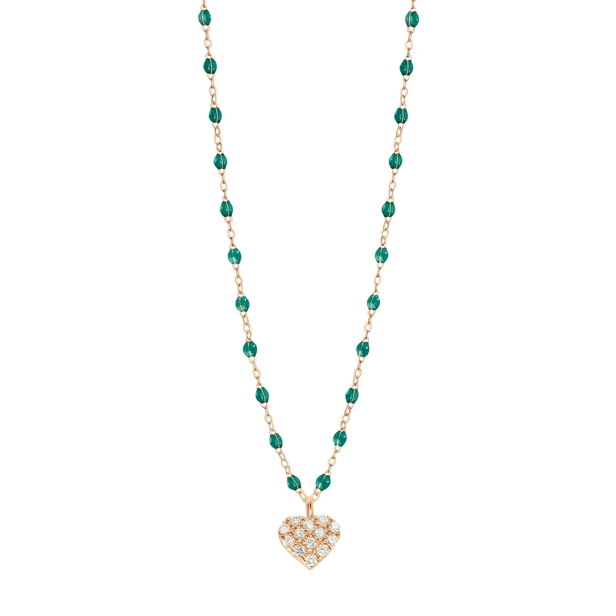 In Love Diamond Necklace, Emerald, Rose Gold, 16.5"