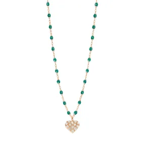 In Love Diamond Necklace, Emerald, Rose Gold, 16.5"