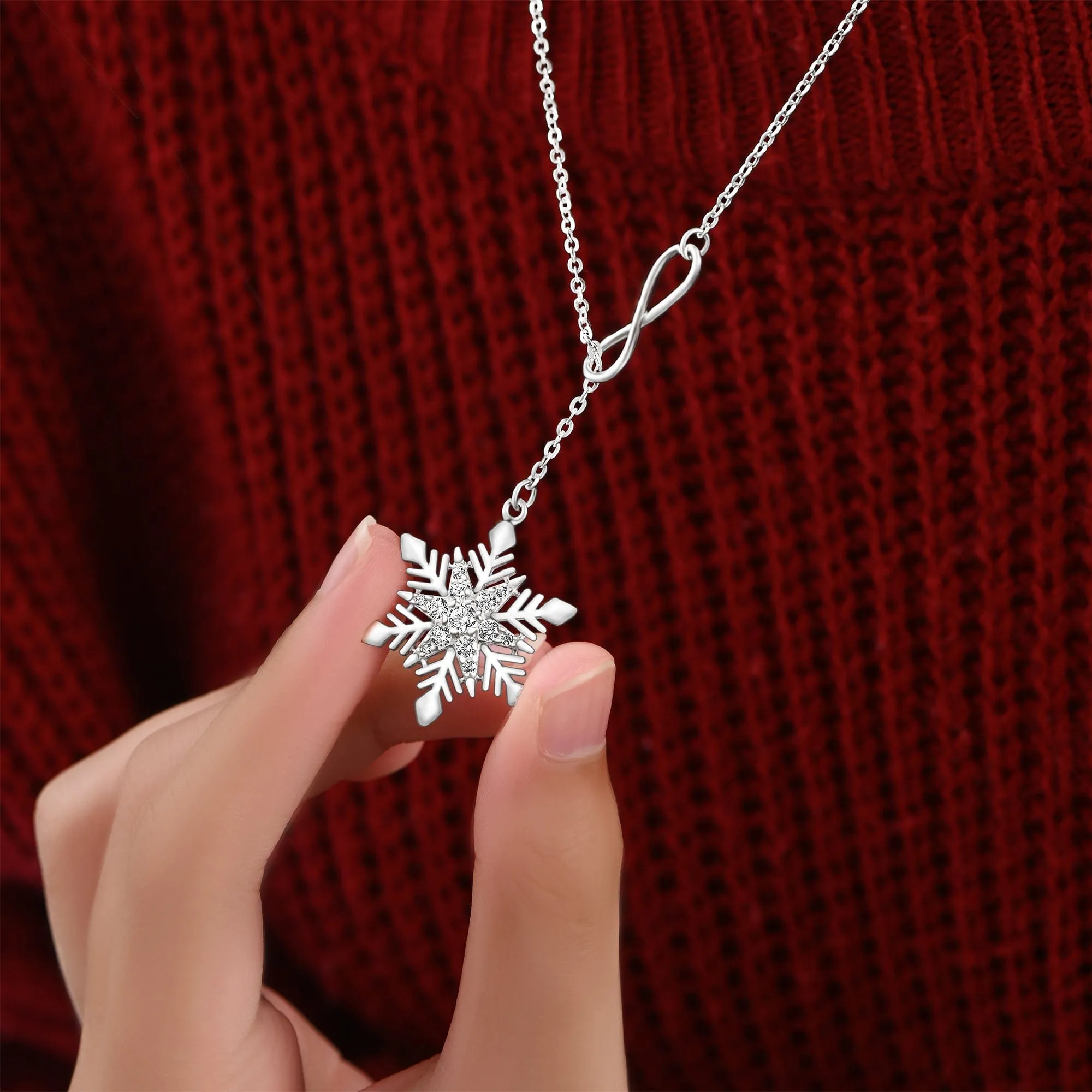 Infinity Snowflake Necklace Sterling Silver