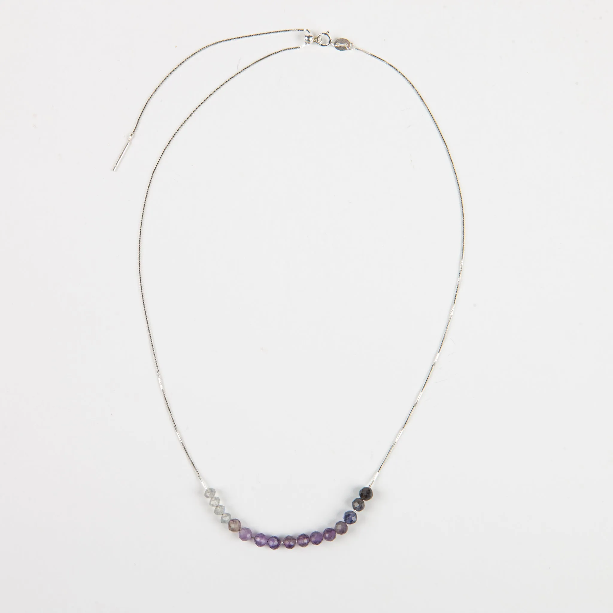 Iolite, Amethyst & Labradorite Adjustable Slide Chain Gemstone Necklace