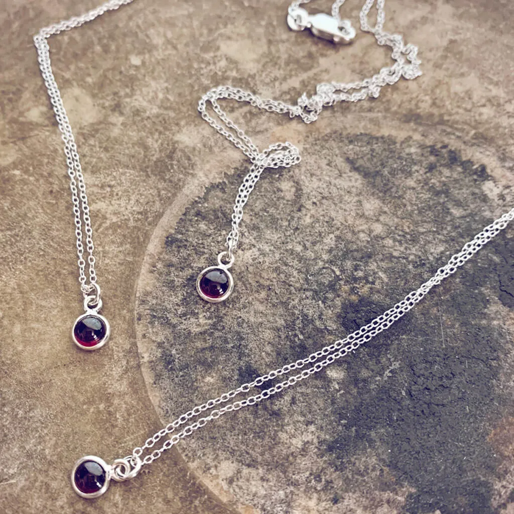 itty bitty Kepler 407 // garnet & sterling silver necklace