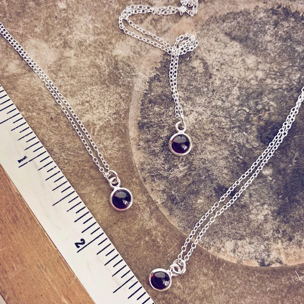 itty bitty Kepler 407 // garnet & sterling silver necklace