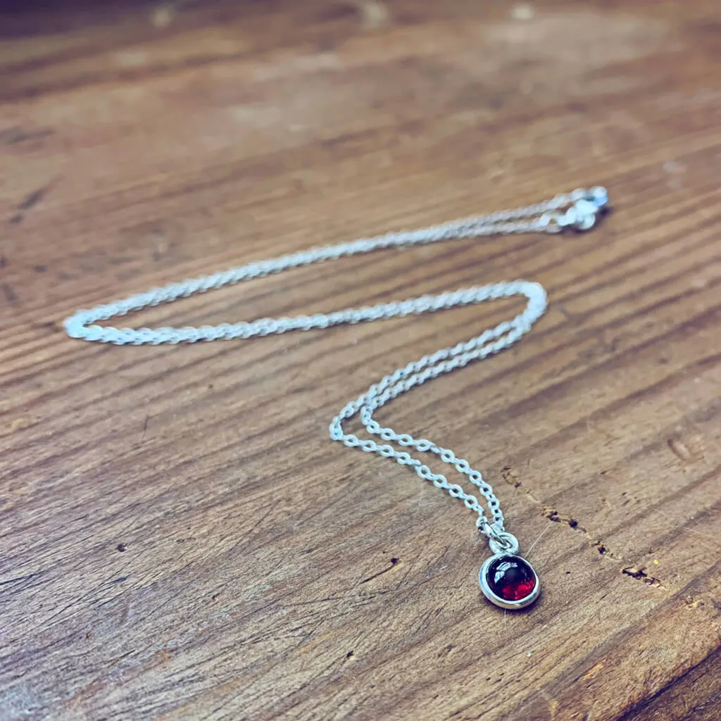 itty bitty Kepler 407 // garnet & sterling silver necklace