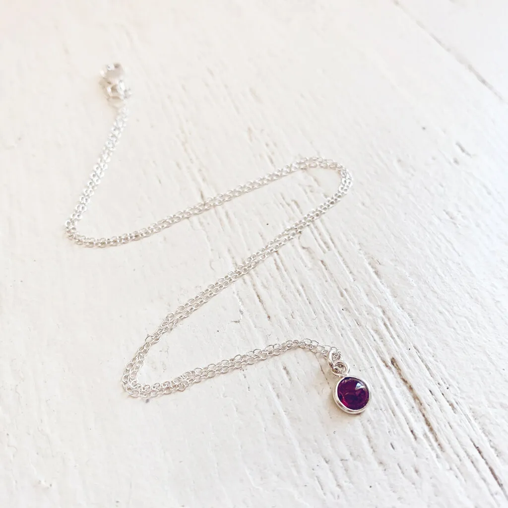 itty bitty Kepler 407 // garnet & sterling silver necklace