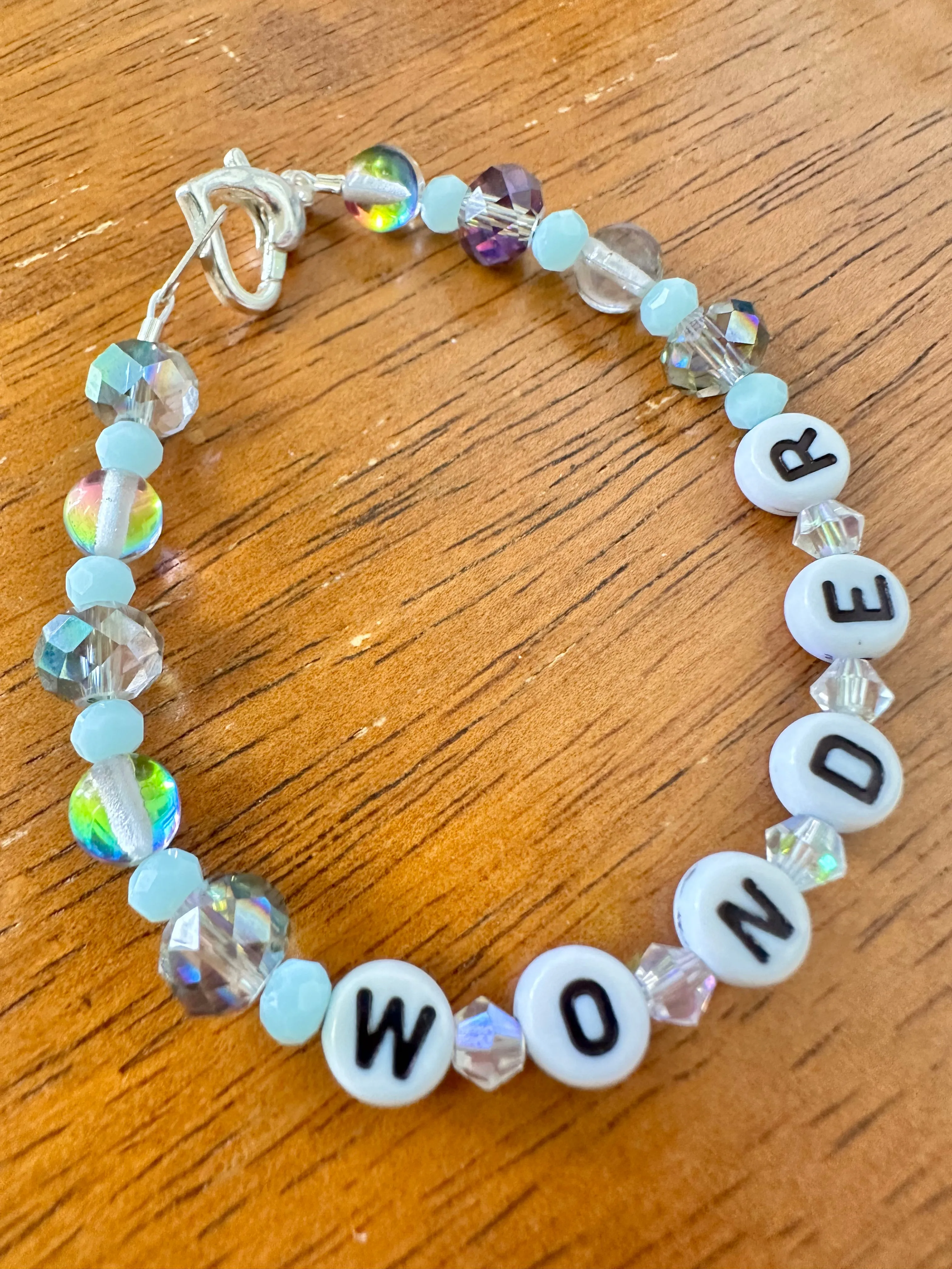 Keiki size Letters, Gems, and Swarovski bracelet