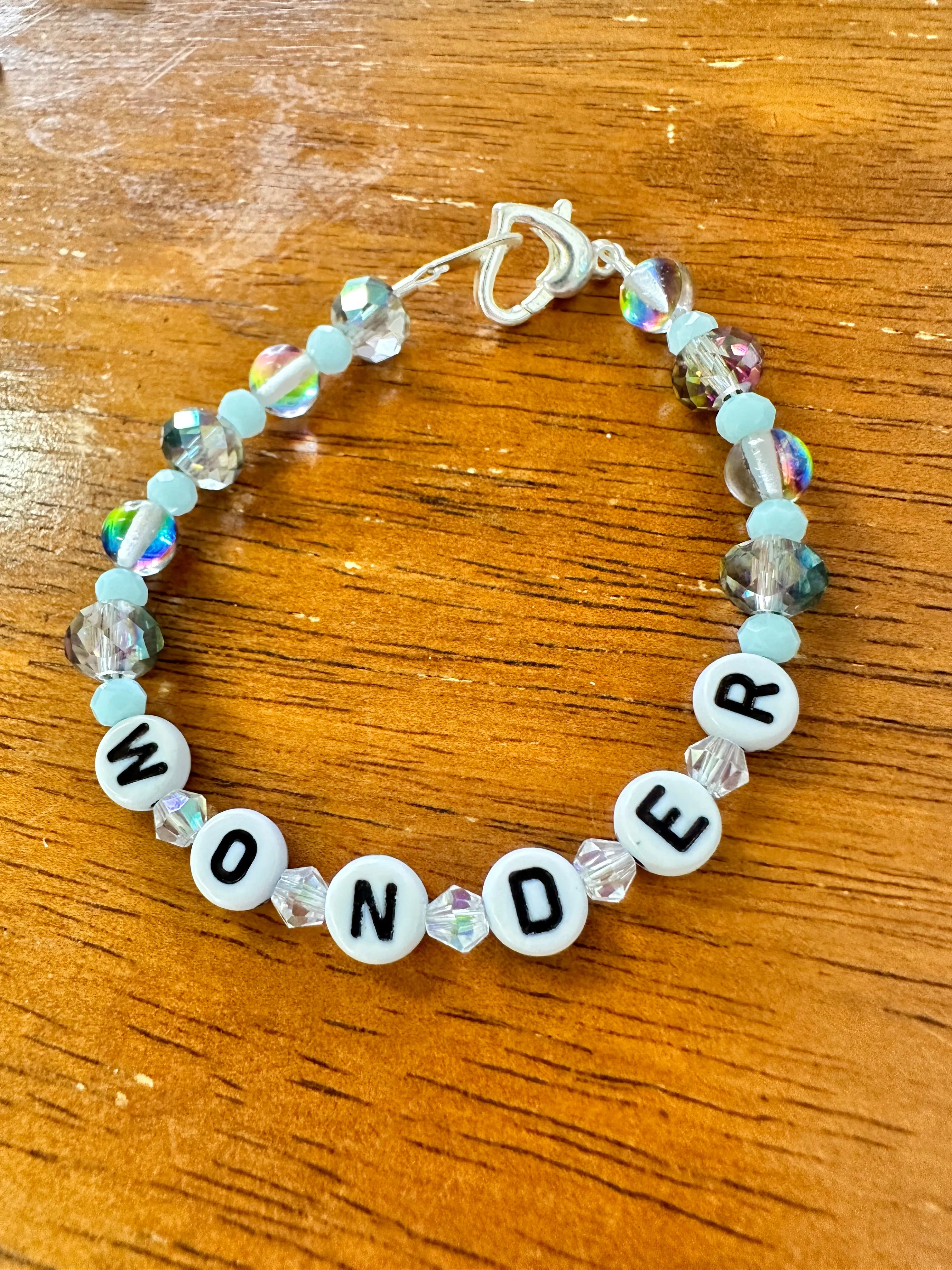 Keiki size Letters, Gems, and Swarovski bracelet