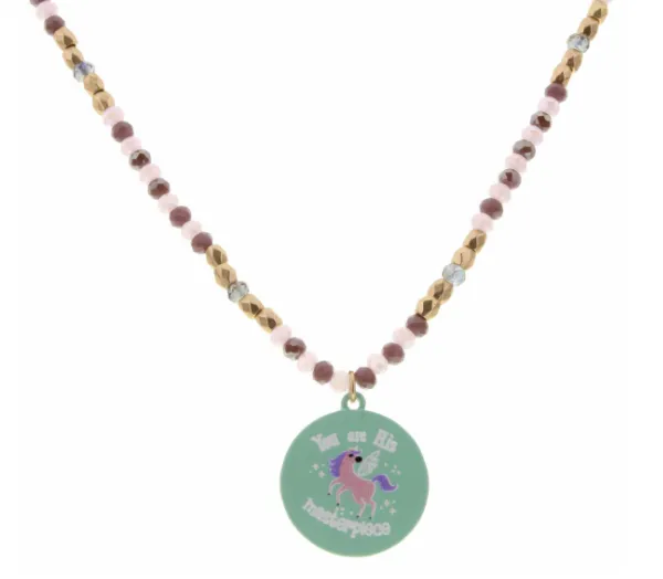 Kids 14 Beaded Necklace w/ Disk