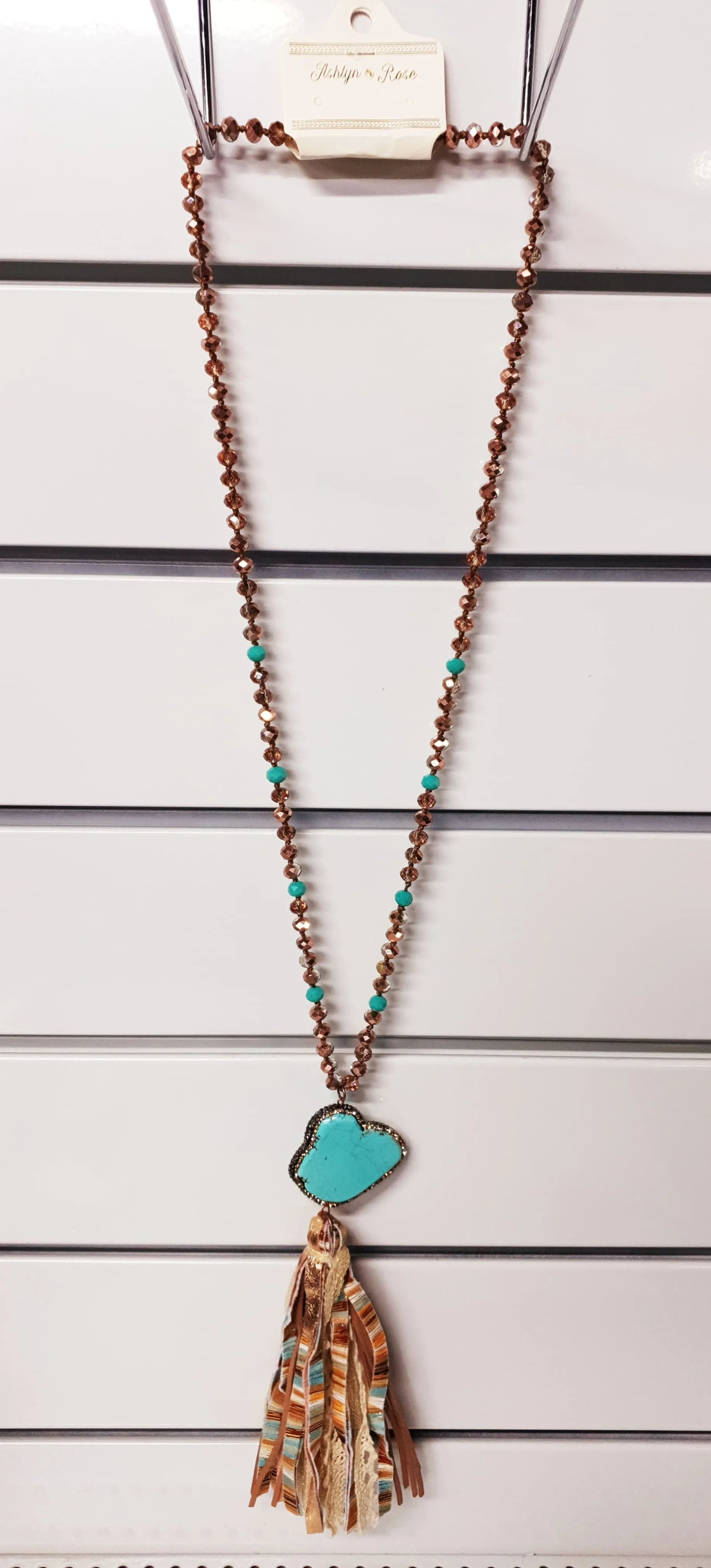 La Vie Boheme Tassel and Turquoise Pendant Necklace