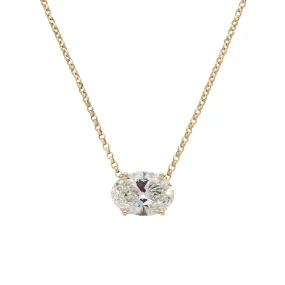 Ladies 14K Yellow Gold IGI 4.01CT H VVS2 Oval Lab Grown Diamond Basket Pendant Necklace