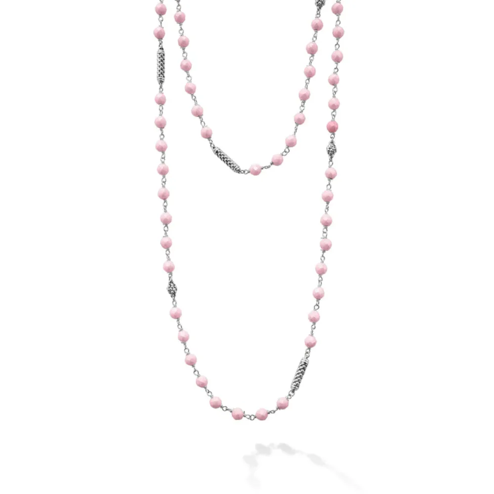 Lagos Caviar Icon Long Pink Ceramic Beaded Necklace