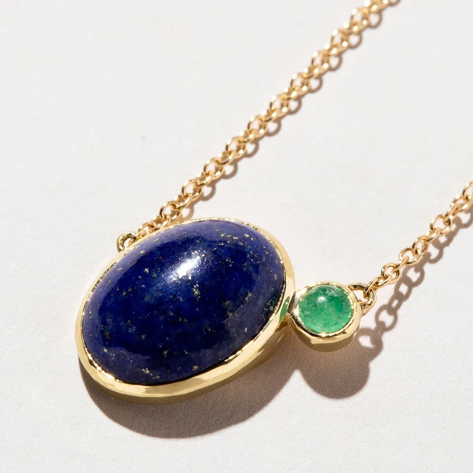 Lapis & Emerald Pendant Necklace