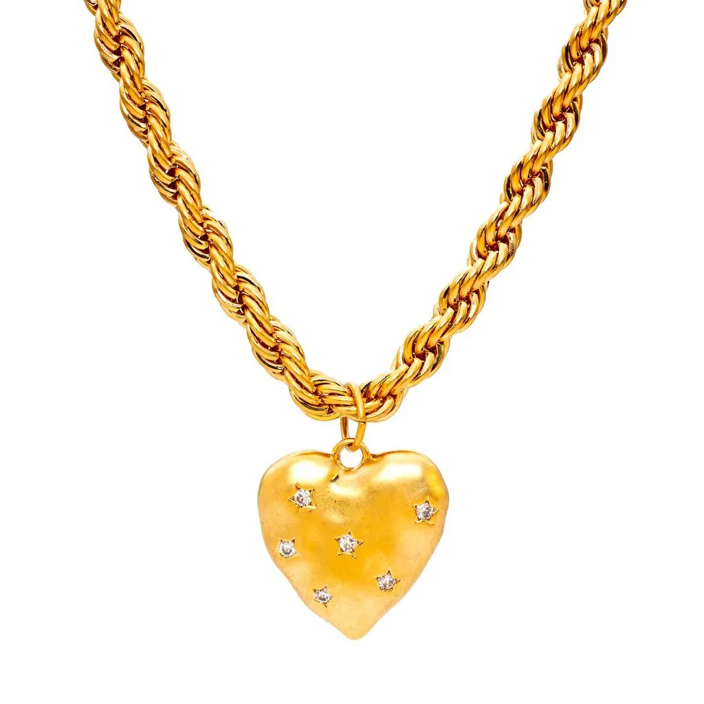 LAURA CHUNKY ROPE CHAIN WITH HEART PENDANT