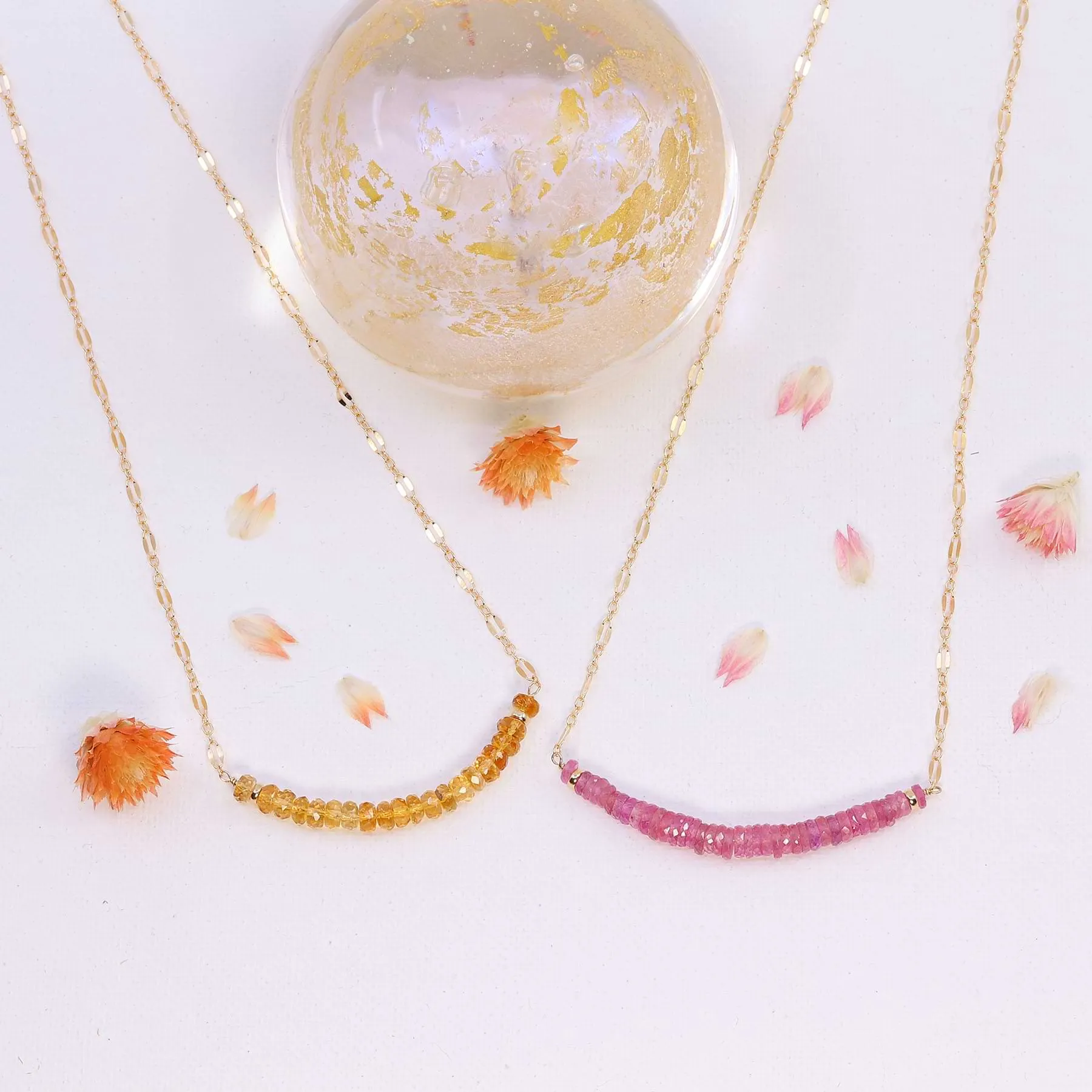 Lemonade - Gemstone Gold Bar Necklace