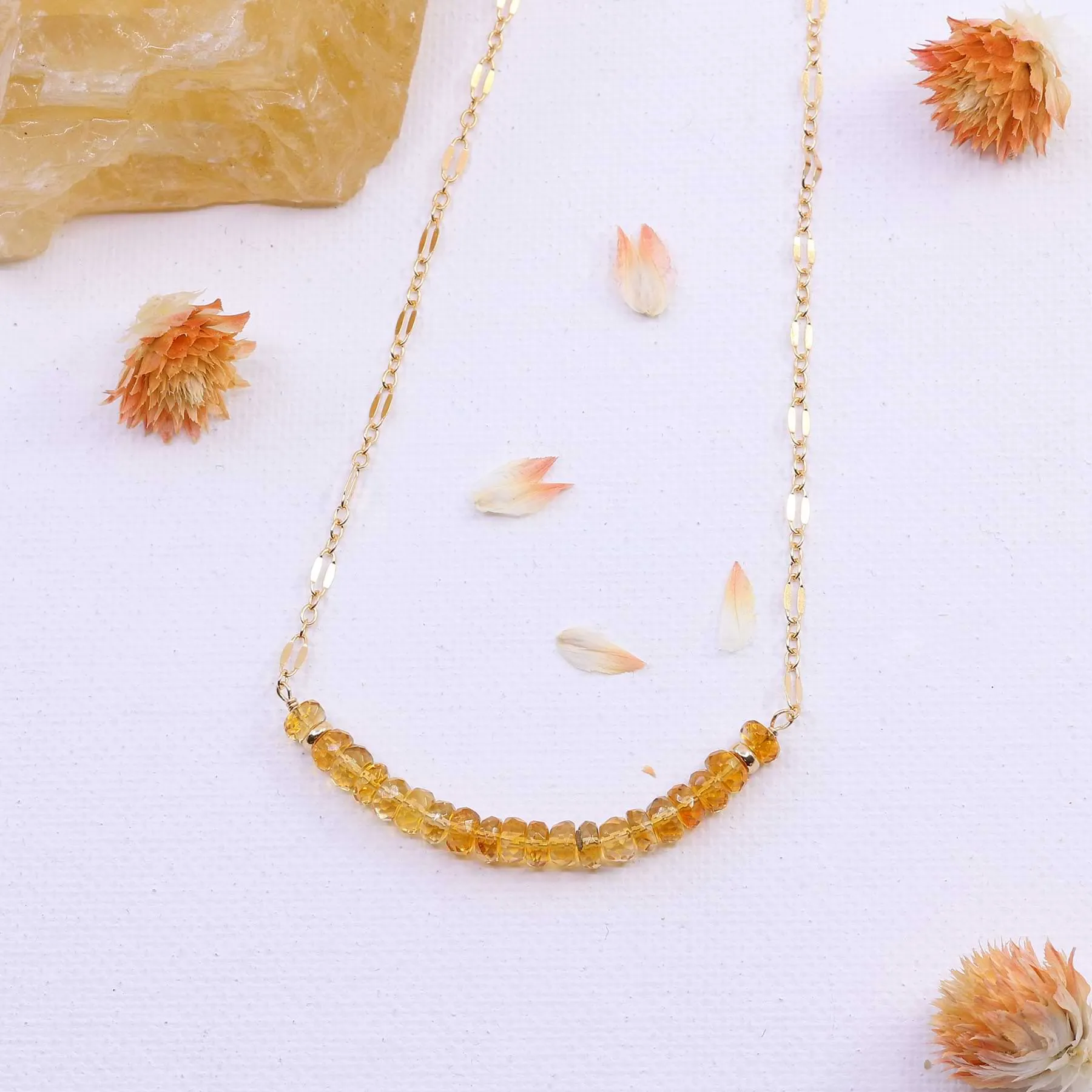 Lemonade - Gemstone Gold Bar Necklace