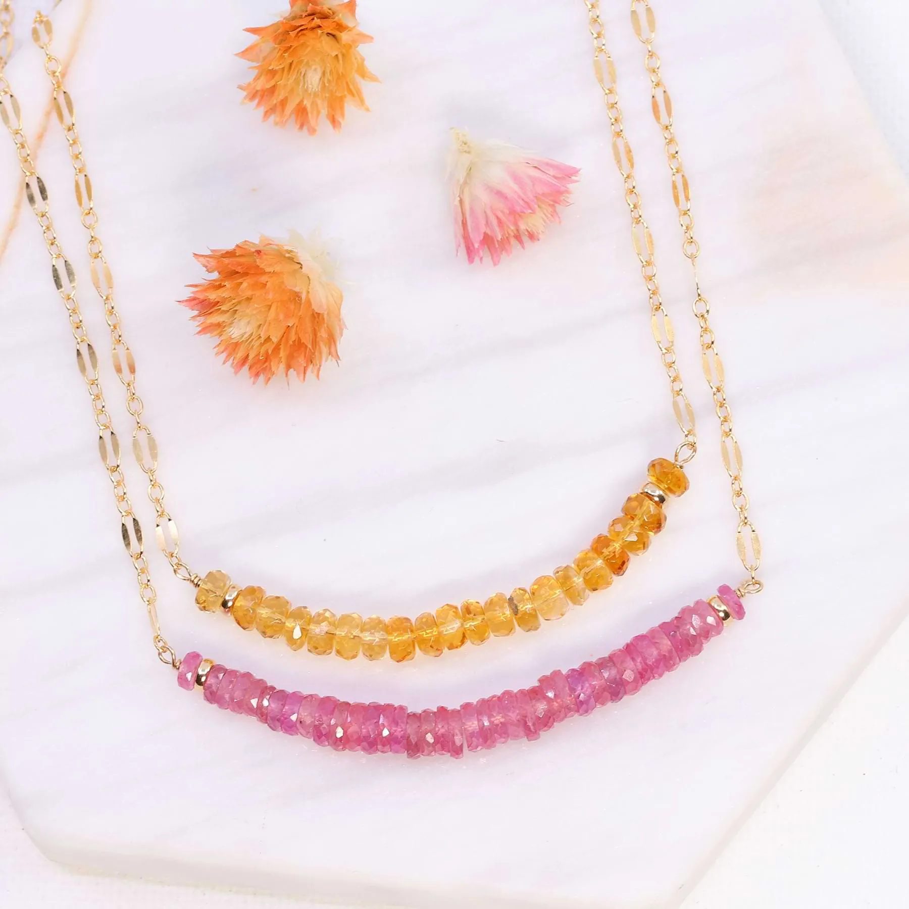 Lemonade - Gemstone Gold Bar Necklace