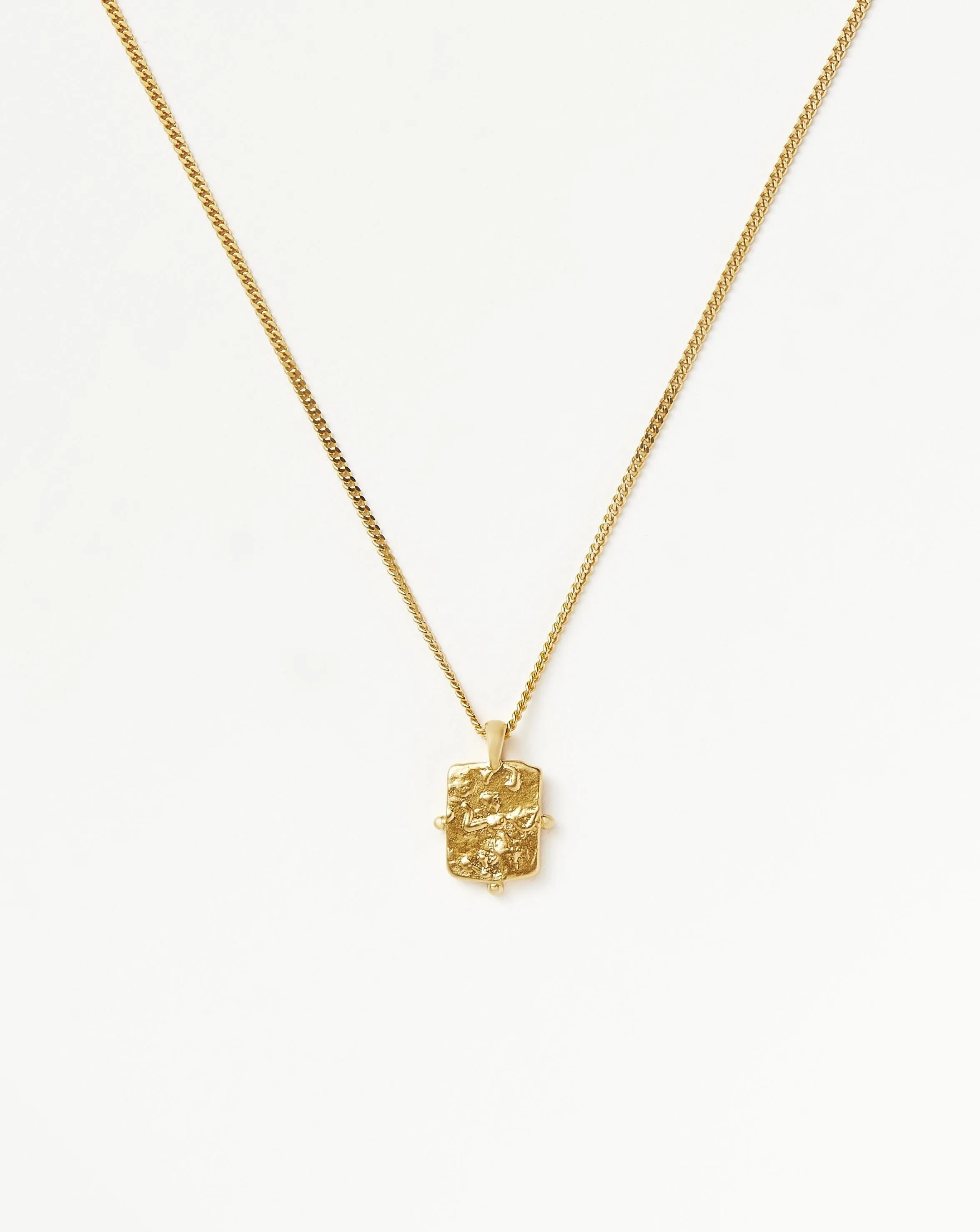 Lucy Williams Engravable Beaded Square Coin Pendant Necklace | 18ct Gold Plated Vermeil