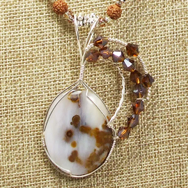 Machiko Polka Dot Agate Cabochon Pendant Necklace