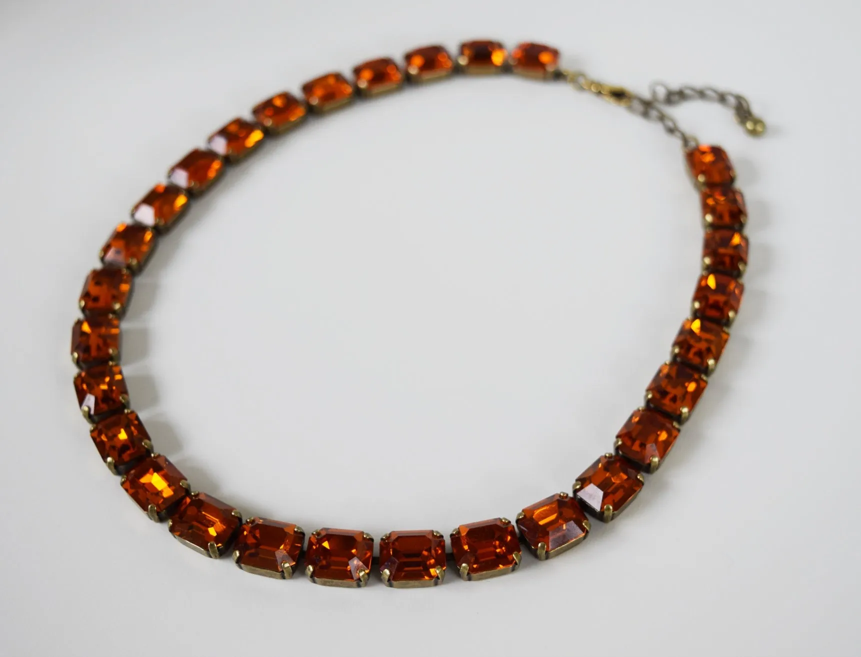 Madeira Topaz Swarovski Crystal Collet Necklace - Small Octagon