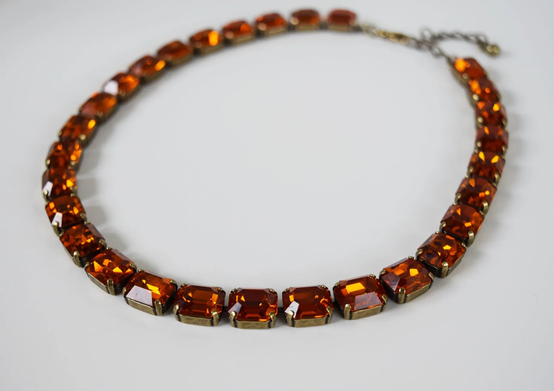 Madeira Topaz Swarovski Crystal Collet Necklace - Small Octagon