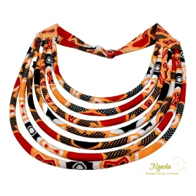 Makeba Multicolor Ethnic Tribal Vibrant Ankara African Necklace - MB5