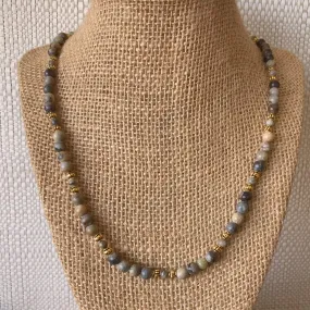 Mens Picasso and Gold Beaded Necklace