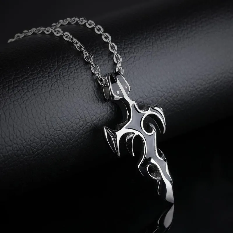 Men’s Stainless Steel Cross Sword Pendant Necklace